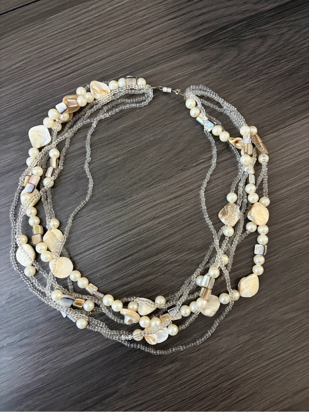 Multi-Strand Cream Pearl & Bead Necklace